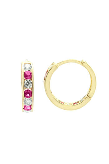 Bijuteria SORELLY Cercei Aur 14k pentru Copii Veriga cu Pietre Roz Mare - 1.1 cm