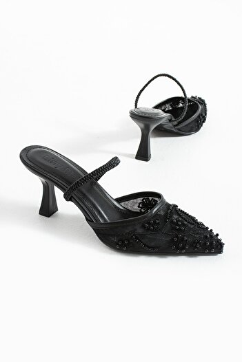 StWenn Natalyn Mesh Embroidery and Bead Detailed Pointed Toe Women's Heeled Bridal Shoes