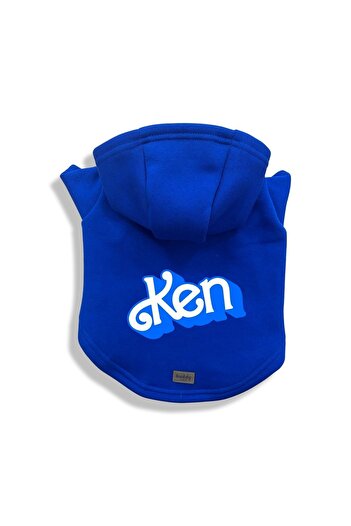 Buddy Store Kedi & Köpek Kıyafeti Elbisesi Giysileri Hoodie - Ken Baskılı Saks Mavisi Sweatshirt - Xl Beden