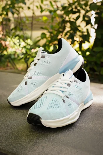 Marjin Damen Sneaker Mesh Strickwaren Lauf- und Walking-Sportschuhe Armes Blau