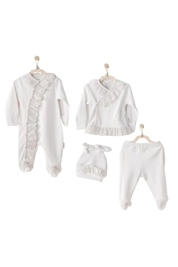 andywawa Ac24264 Chic Girl - 4 Piece Ecru Hospital Exit Set