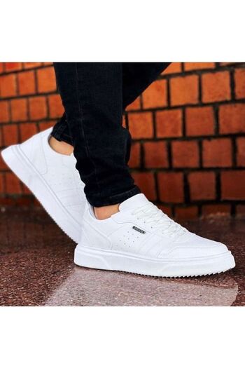 Carrano Men's Casual White Sneakers - Comfortable, Lightweight, Orthopedic High Sole 1850
