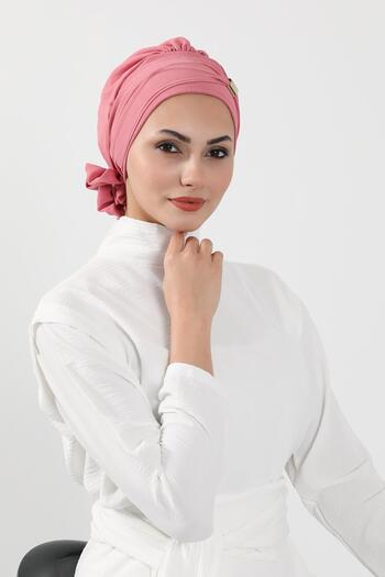 Aisha's Design Aerobin Fabric Ready-Made Turban with Accessories, Ht-95, Dark Pink