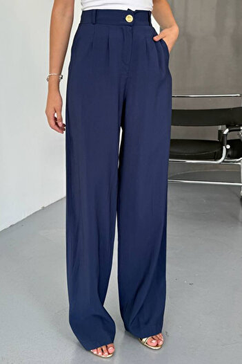 Feela Moda Women's Modal Cupra Woven Pleated Palazzo Pants 2022