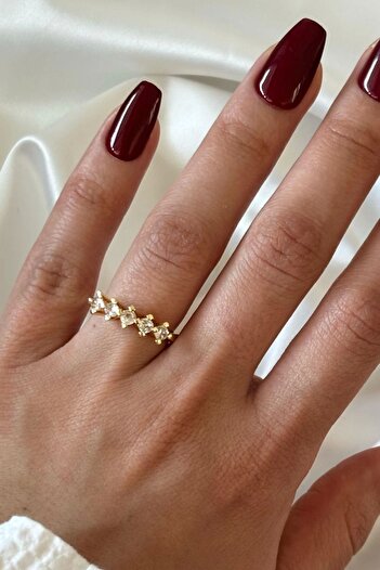 Leo'Stone Classic Mini Zircon Stone 5 Stone Adjustable Women's Ring