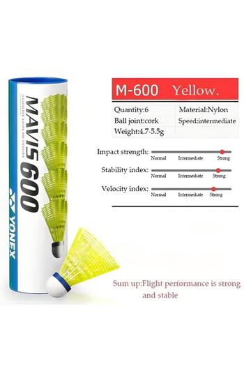 Generic Mavis 600 Premium Badminton Set of 6 Outdoor Nylon Balls