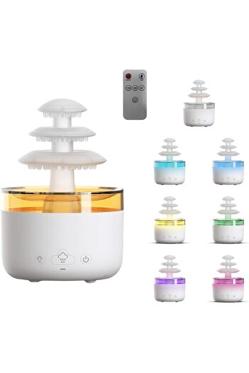 Generic 500ml Cloud Rain Humidifier Night Light, 7 Colors Rain Cloud Humidifier Water Drip, Mushroom