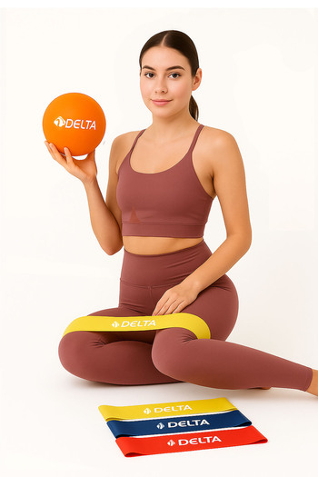 Delta Set of 3 Loop Bands and 20 cm Balance Pilates Balls for Home Pilates and Fitness