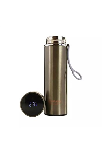 Generic Stainless Steel Vacuum Flask with LED Temperature – Leak Proof, BPA-Free Thermos, Gray – 500ml