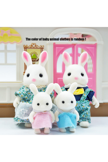 Choice5 White Rabbit Family Easter Bunny Familyes Forest Animal 1:12 Scale Dollhouse Miniatures Accessorie R