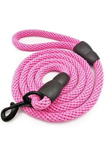Mycicy lesă pentru câini, bumbac/metal, roz/negru, 180 cm