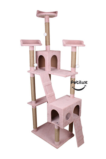 Petilux New Multi-Storey Cat House with Residence Design Jute Drawstring Scratching Tower and Resting Area