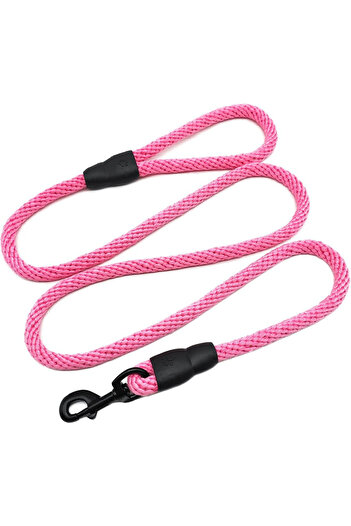 Mycicy lesă pentru câini, bumbac/metal, roz/negru, 180 cm