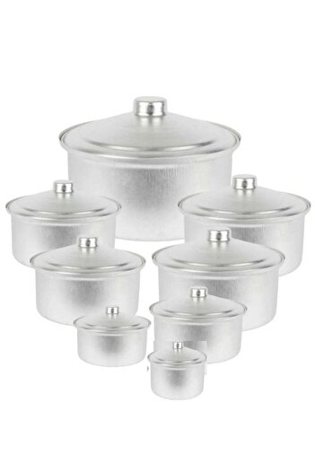 Generic Aluminum Pots Set Consisting of 8 Pots Size 16/18/20/22/24/26/28/30 cm