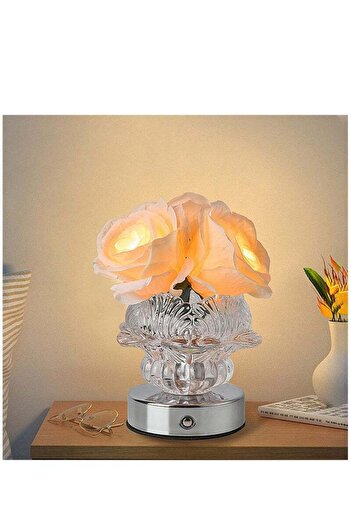 COOYA Rose Table Lamp,Dimmable,Rechargeable Cordless ,Sturdy,Romantic ,for Bedroom