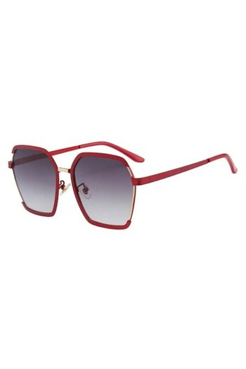 GERICOM Women's sunglasses, hexagonal shape, polarized, UV filter, gray lens, polycarbonate and metal,