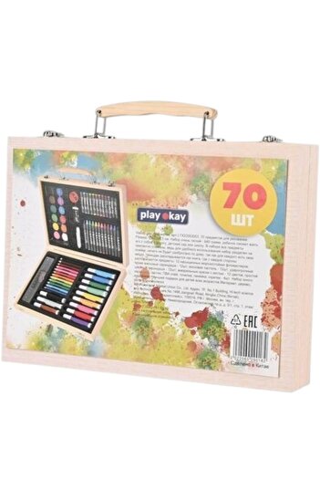 Toybox A Complete Art Set In A Wooden Box - 70 pieces For Coloring and Drawing