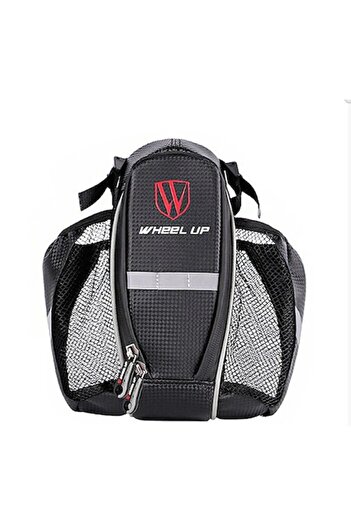 Bibilel Bike Bag with Water Bottle Pockets, Saddle Mount, Reflective Straps, Waterproof, Black Gray