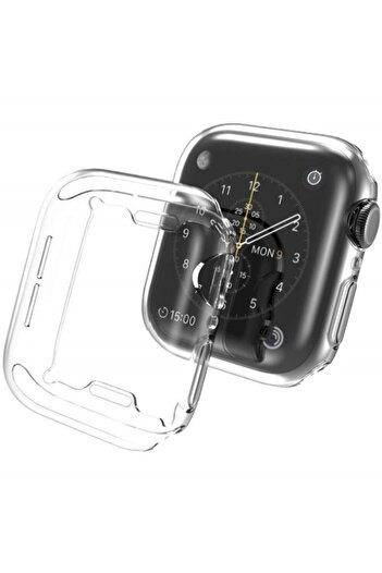 OEM Set 2 carcase pentru Apple Watch 7, 41 mm, Silicon, Albastru si Transparent