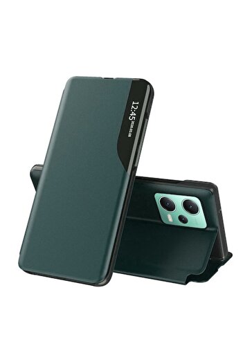 OEM Husa pentru Xiaom Redmi Note 12 5G/Poco X5, Piele ecologica, Dark Green