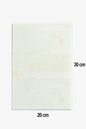 Jenisa Glass Cutting Board Non-Slip Base 30X20Cm - Cream