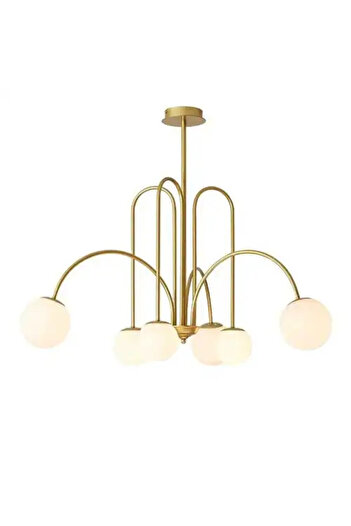 LED CONCEPT Lustra cu abajururi, aurie, rotunda, 80x80x50cm, tip bec 6xG9