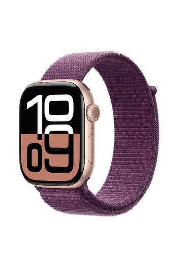 Apple Smartwatch Watch 10 GPS Cellular, Rose Gold Aluminium, 46mm, Textil Plum Sport Loop