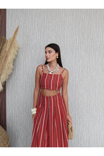 ESRAHELVACI Striped Crop Skirt Set