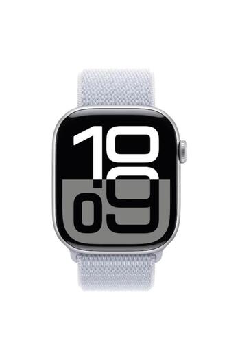 Apple Ceas inteligent Watch 10 GPS, carcasă din aluminiu argintiu 46mm, ecran OLED LTPO, 64GB, Blue Cloud Sport