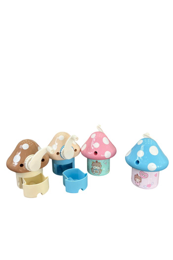 Brons Mushroom Patterned Table Top Pencil Sharpener with Sleeve