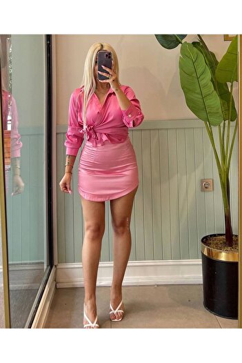 bymaestro woman Fusta mini din satin pentru femei