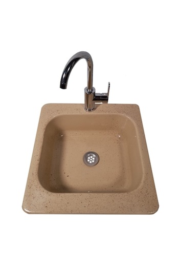 RAY Kitchen sink, composite, beige marbled capo, 480 x 480 mm, bowl depth 150 mm, countertop installation