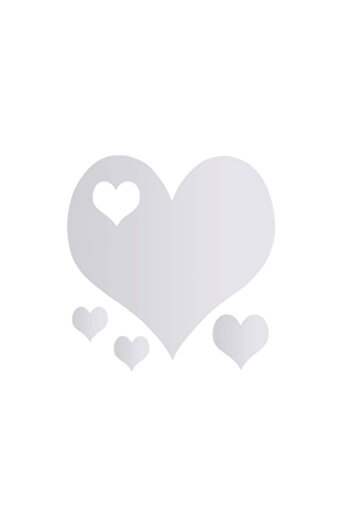 SOHO Set with 4 adhesive acrylic heart-shaped mirrors, Silver