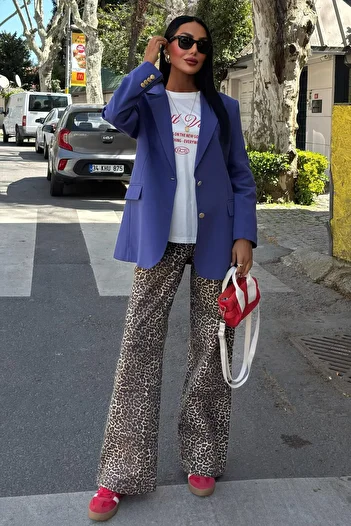 WeShaya Jachetă lungă oversize cu două piepteni Indigo pentru femei