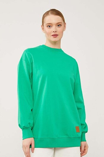 Levidor Crew Neck Ribbed Basic Sweat - B.Green