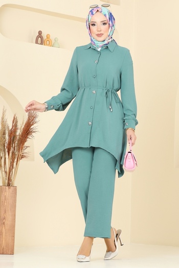ModaMerve Asymmetric Cut Aerobin Suit 426Dvl817-Ms Mint
