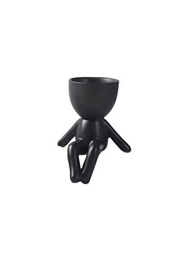 Leexo Nordic Style mini ceramic vase for desk, human body shape 13 cm, black