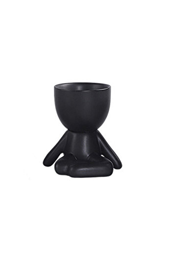 Leexo Nordic one mini ceramic vase for desk, human body shape 10 cm, black