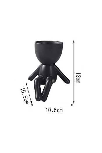 Leexo Nordic Style mini ceramic vase for desk, human body shape 13 cm, black