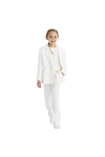 Sarabanda Elegant trousers with a metallic belt for girls, Sarabanda, White, 140-152 cm