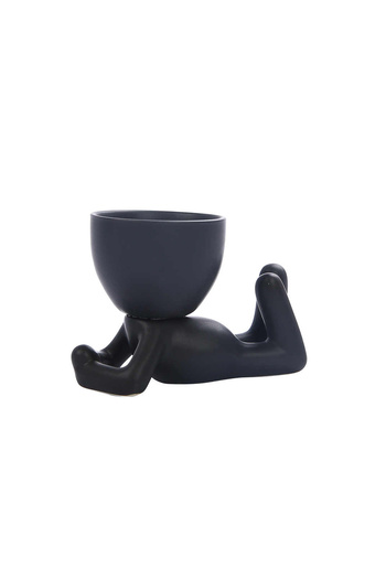 Leexo Nordic style mini ceramic desk vase, human body shape 8 cm, black