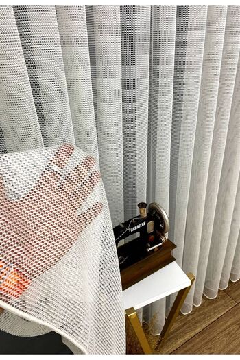 farbateks Cat Resistant Paw Friendly White Mesh Tulle Curtain 3 Layers Pleated