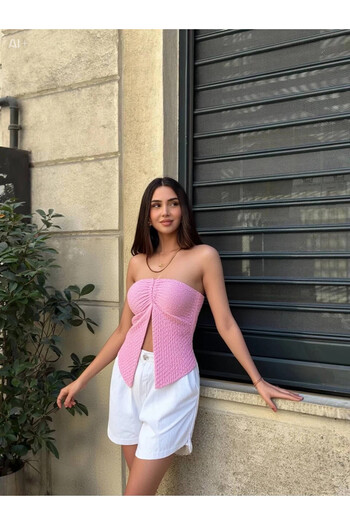 hazelin Women's Pink Halter Neck Staplez Blouse Hzl25S-Zk13581