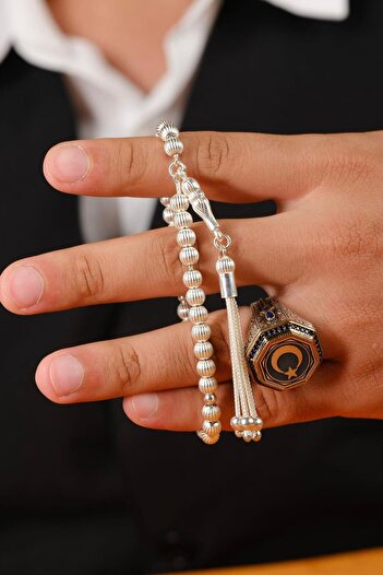 dergah tesbih Special Design Globe Model 925 Sterling Silver Prayer Beads