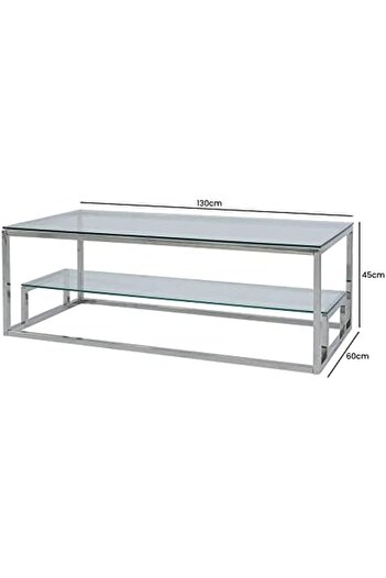 Vanity Living Lazzaro Large Chrome 2-Tier Coffee Table