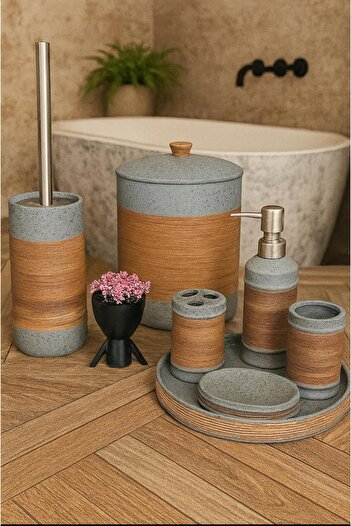 decovien 7 Piece Porcelain Bathroom Set with Tray