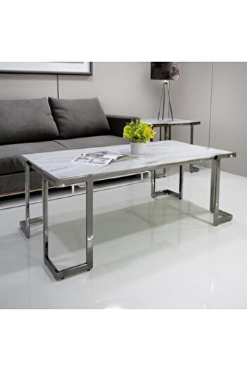 Vanity Living Coffee Table for Living Room Furniture, 100cm Gunmetal Stainless Steel Centre Table wi