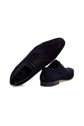 FRANCO CALVANI Navy Blue Color Laced Khaki Leather Suede Men's Shoes