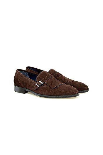 FRANCO CALVANI Brown Laceless Genuine Leather Men's Shoes