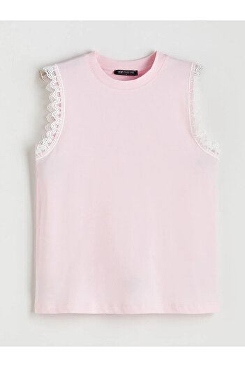 LC Waikiki Lcw comfort pink bicycle collar lace detailed blouse